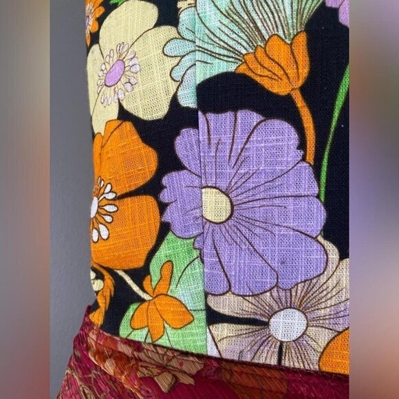 Maje 60s Mod Floral Crop Top Retro Psychedelic Daisy Print Bustier - Picture 6 of 13